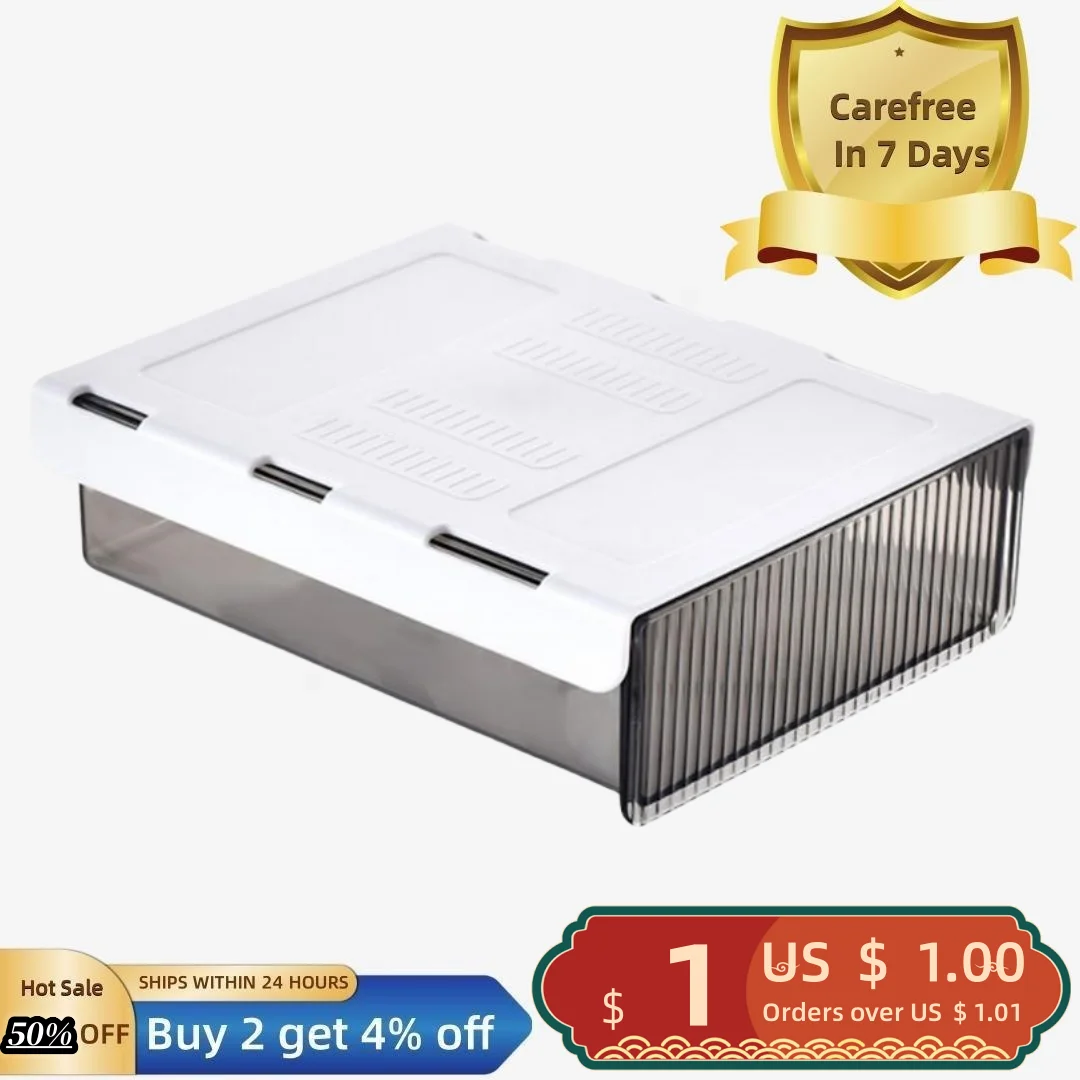 

Under-Desk Storage Box Hidden Slide Out Large Capacity Adhesive Heavy Duty Space Saving No Drill Cosmetic Storage Drawer Organiz