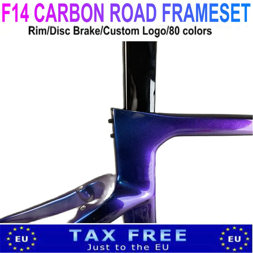 

2022 T1100 F14 Road Carbon Bike Frame Blue chameleon White V Rim Disc Brake Bicycle Frameset Handlebar DPD / XDB