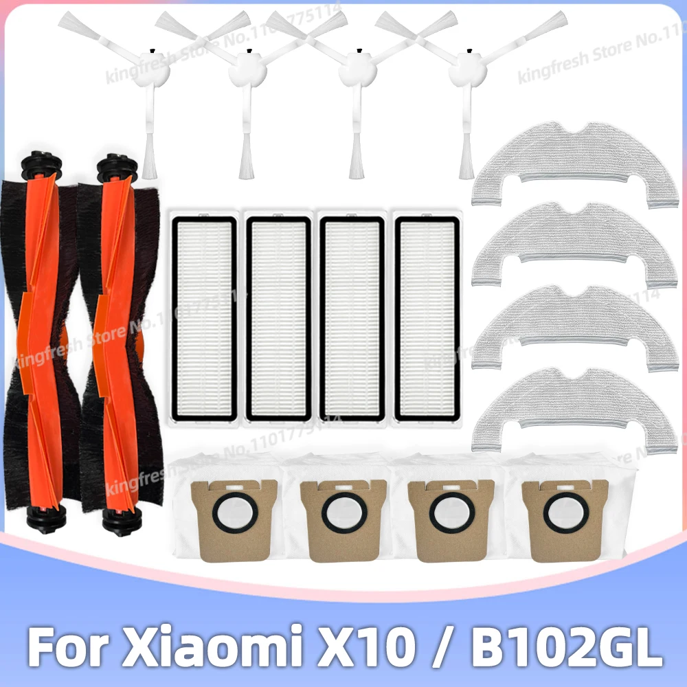 Совместимо с запасными частями аксессуаров главной боковой щетки Xiaomi X10 B102GL Фильтр Гепа Подстилка для тряпки Пылесборник Крышка щетки