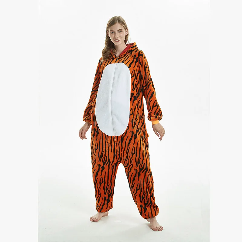 Family Kigurumi Pajamas Brown Tiger Animal Onesie Cosplay Costume Pajamas For Kids and Adults