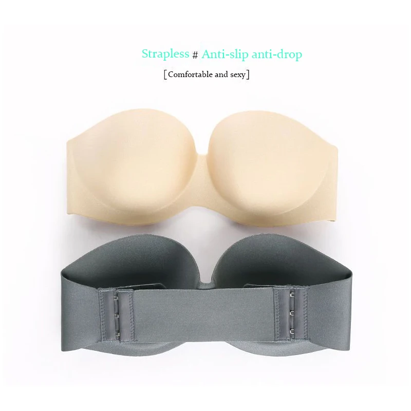 Bras For Women New Glossy Sexy Bras Invisible Push Up Bra Backless Strapless Bra Wedding Dress Half Cup Non-Slip Strapless Bra