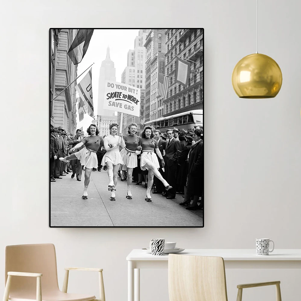 ВИНТАЖНАЯ фотография 1940-х годов печать скейт для работы ролики Вторая мировая