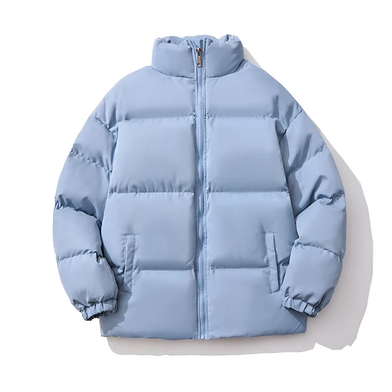 Couple Models Winter Stand Collar Thickened Cold-proof Solid Color Casual Cotton Coat Women's Large Size Loose Down Jacket