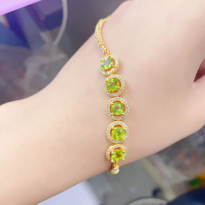 KJJEAXCMY браслет из серебра 925 пробы с перидотом для женщин