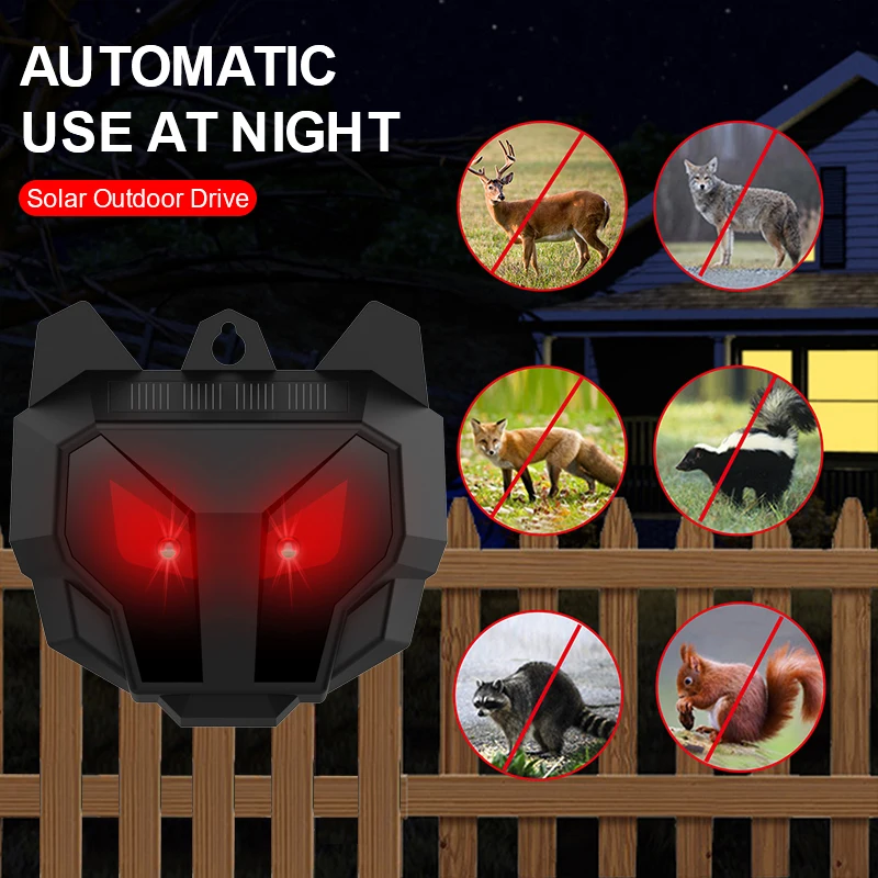 

Отпугиватель животных на солнечных батареях с красной светодиодный Ной подсветкой уличный ночной отпугиватель животных сдерживающий звер...