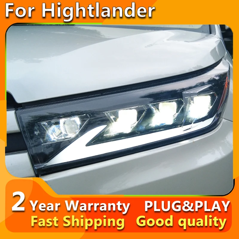 

Передняя фара для Toyota Highlander, светодиодный ная фара 2018-2021 Highlander DRL, поворотный сигнал, луч дальнего света, объектив проектора Angel Eye