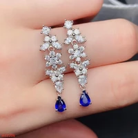 high end jewelry 100 925 sterling silver natural gemstones freshly burned sapphire womens earrings gift party marry girl new