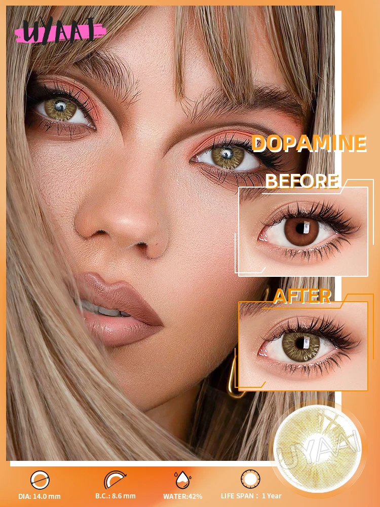 

1 пара цветных контактных линз UYAAI, стильные косметические линзы естественной красоты, контактные линзы коричневых и синих глаз