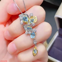 fine jewelry 925 sterling silver natural topaz gemstone ladies necklace clavicle chain marry got engaged party girl gift new