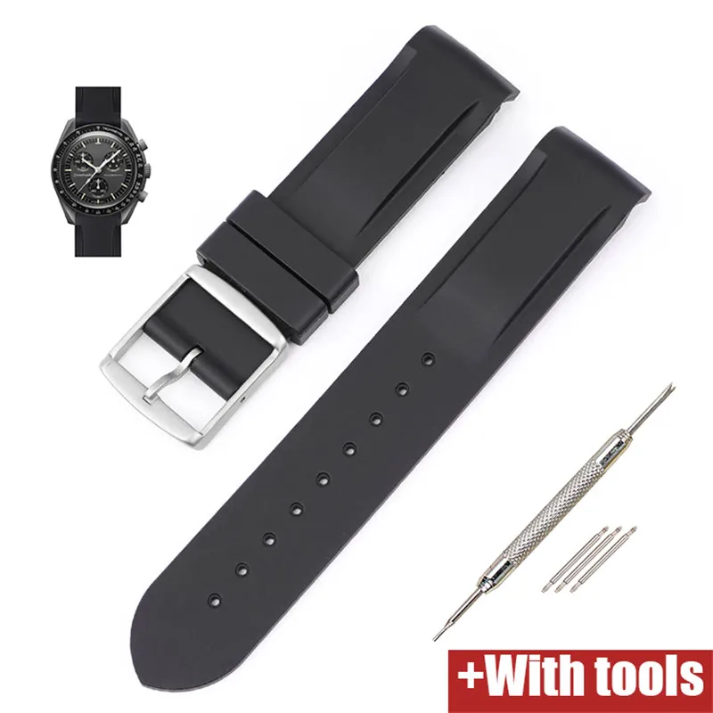 20mm Curved Interface Rubber Strap Compatible with Omega X S-watch Joint MoonSwatch Men Women Waterproof Sports Watch Accessorie