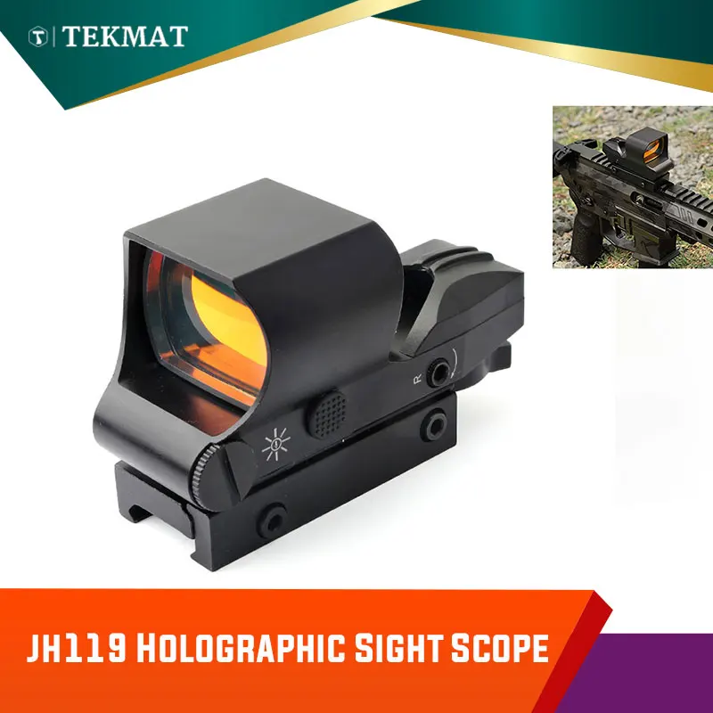 

Tekmat Hunting Red Dot Sight Holographic Spot Reflex Rifle Scope 20mm Weaver Picatinny Mount Rails Sights Black