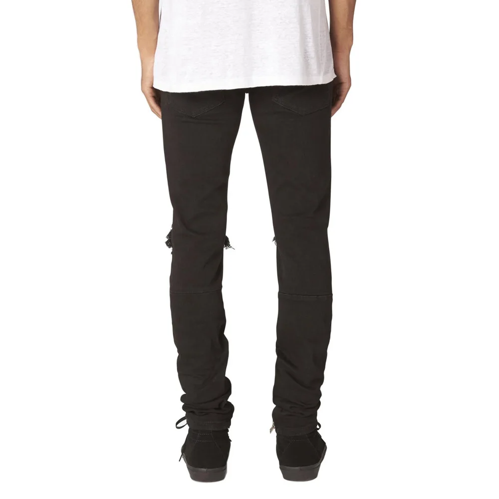 High Street Fashion Trend Big Ripped Hole Washed Retro Men's Jeans Stretched Trousers Slim Fit Pants Pencil Jeans For Men