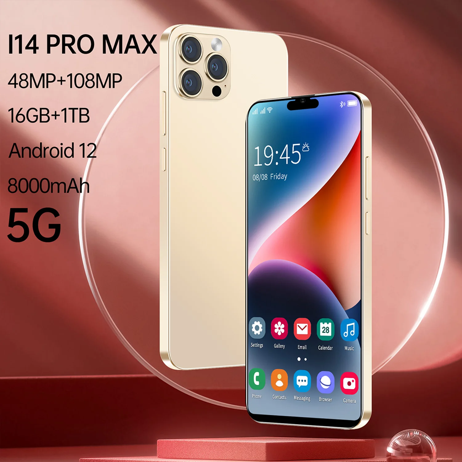 

2023 Global Version I14 Pro Max Smartphone 16GB 1TB Full Screen Mobile Phone 6.8Inch Cellphone 48+108MP Camera 8000mAh Android12