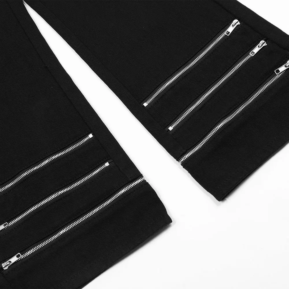 2022 Men's Work Baggy Casual Pants Zipper Designer Style Jeans Black Loose Straight Pants Biker Wide Leg Denim Trousers джинсы