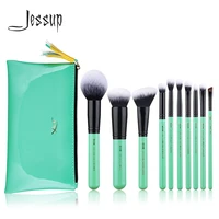 jessup 10pcs make up brush eyeshadow brush foundation synthetic hair powder concealer contour neo mint color