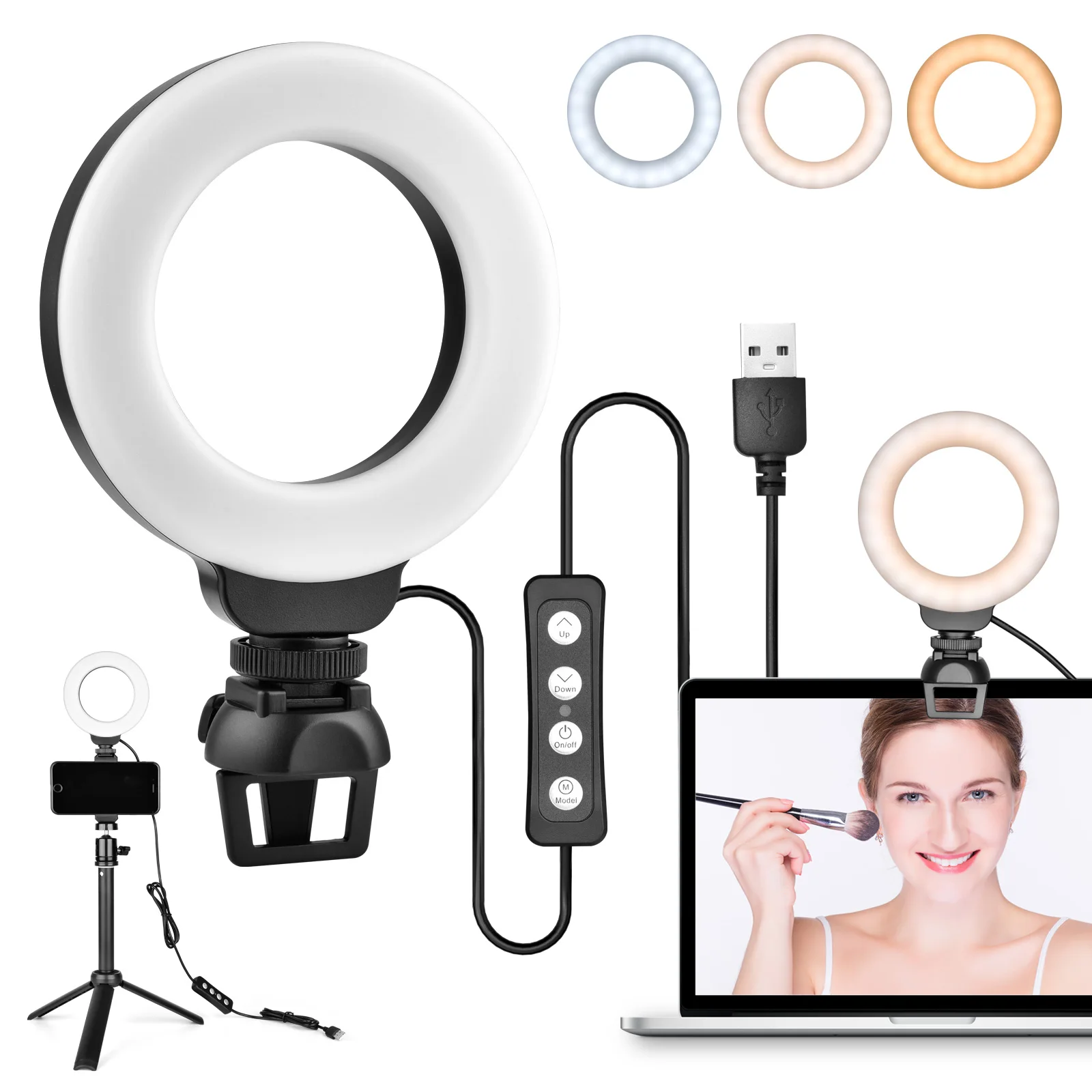 

Desktop LED Ring Light Dimmable Phone Video Recording Round Fill Light for Youtube Tik Tok Video Photography Lighting RingLight