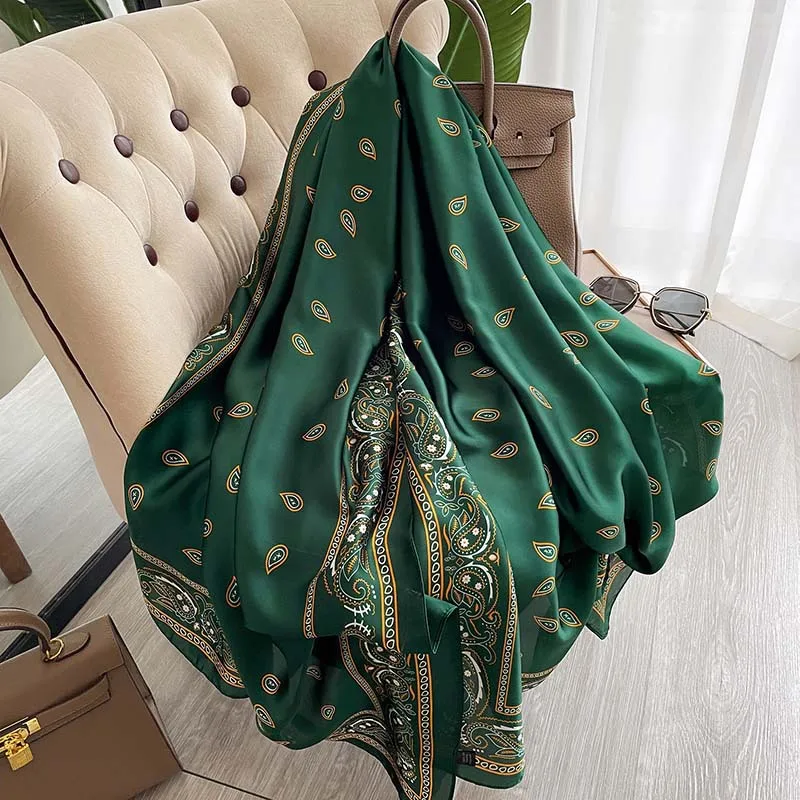 

New Silk Scarf Women Bandana Long Large Neck Scarves Classic Horse Animal Pattern Shawls And Wraps Foulard Luxury Brand Hijab
