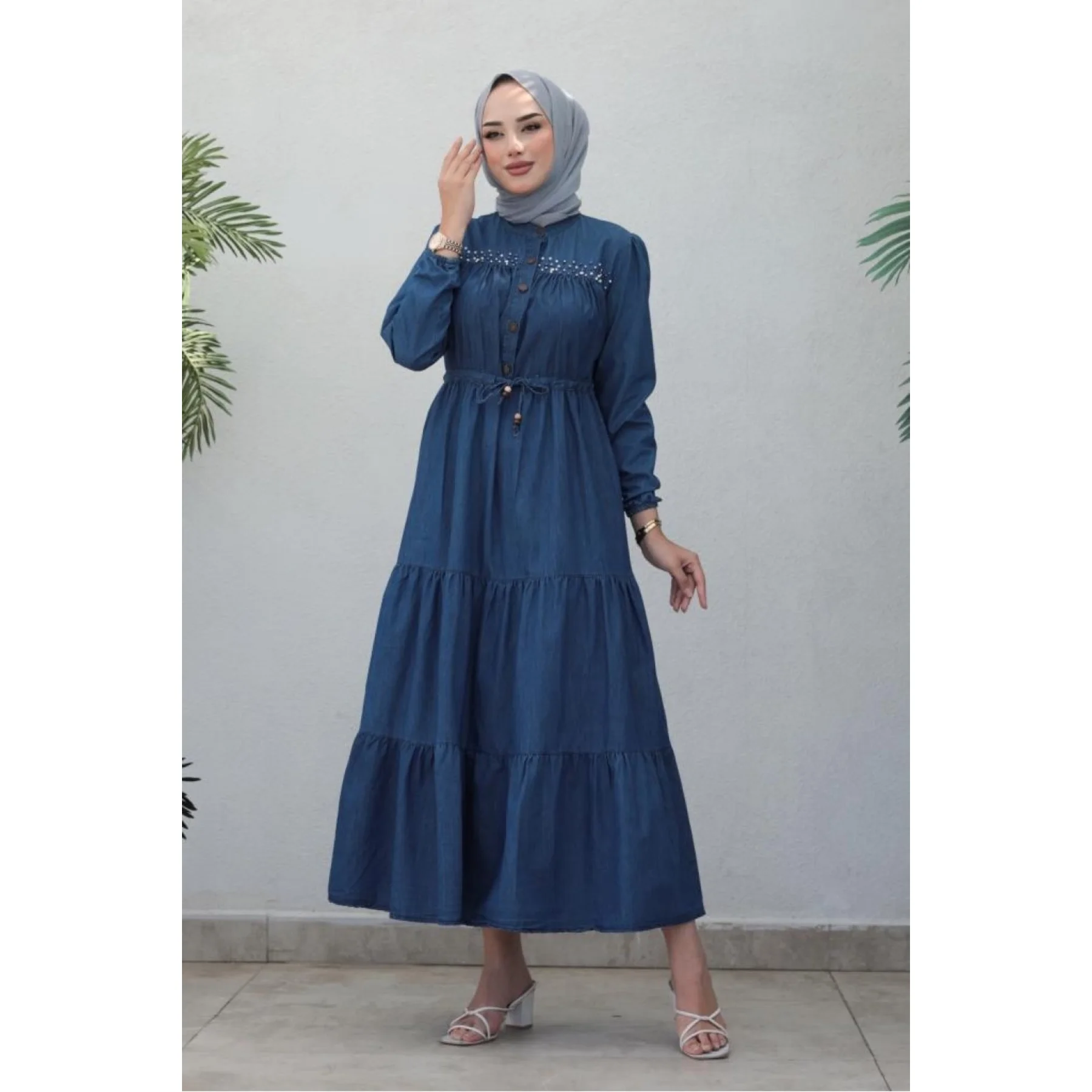 Denim Dress Women Maxi Muslim Dress Woman Abaya Dress Abaya Caftan Dubai Kaftan Robe Muslim Long Dress Modest Muslim Sets Turkey