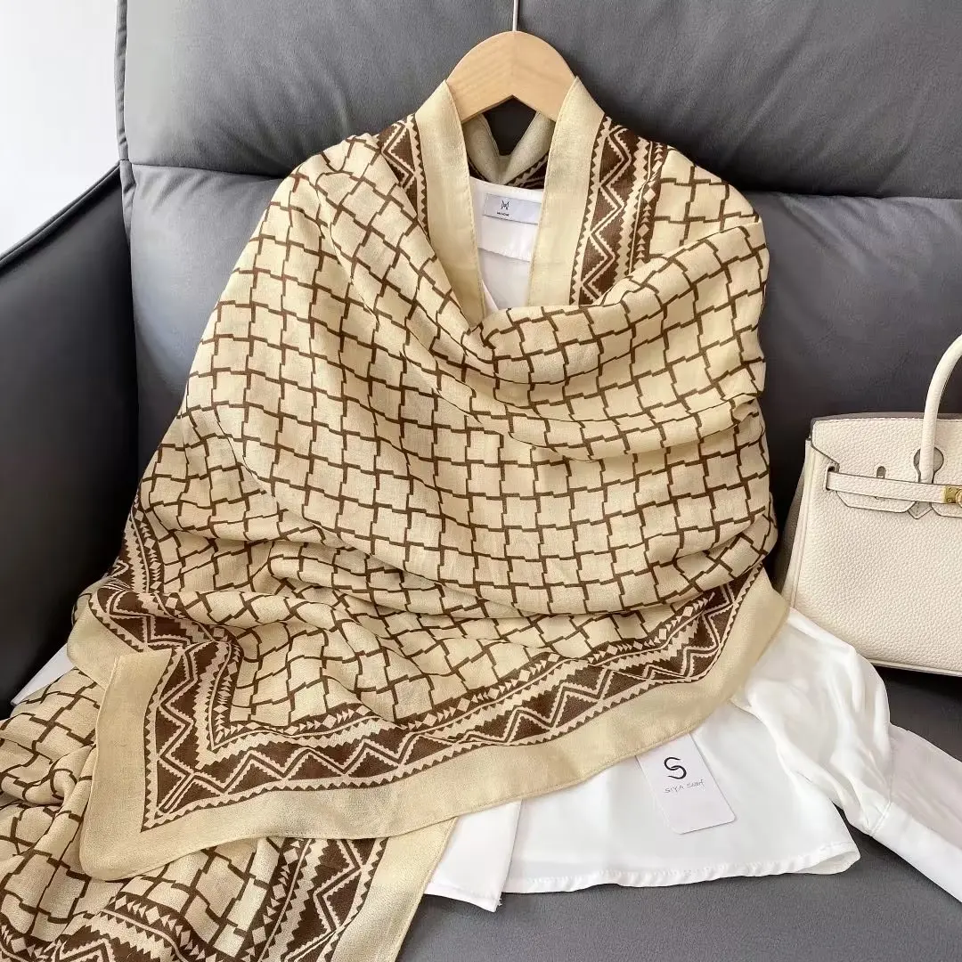 

Luxury New Women Cotton Scarf Large Shawls Pashmina Hijab Foulard Echarpe Brand Designer Print Lady Beach Stole Head Scarves
