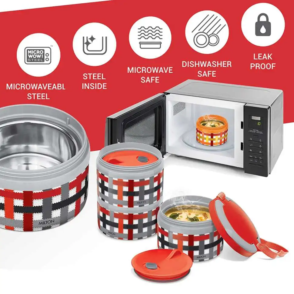Термо ланч-бокс Milton FEAST TIFFIN 3 0 82л MM45335-RD | Дом и сад
