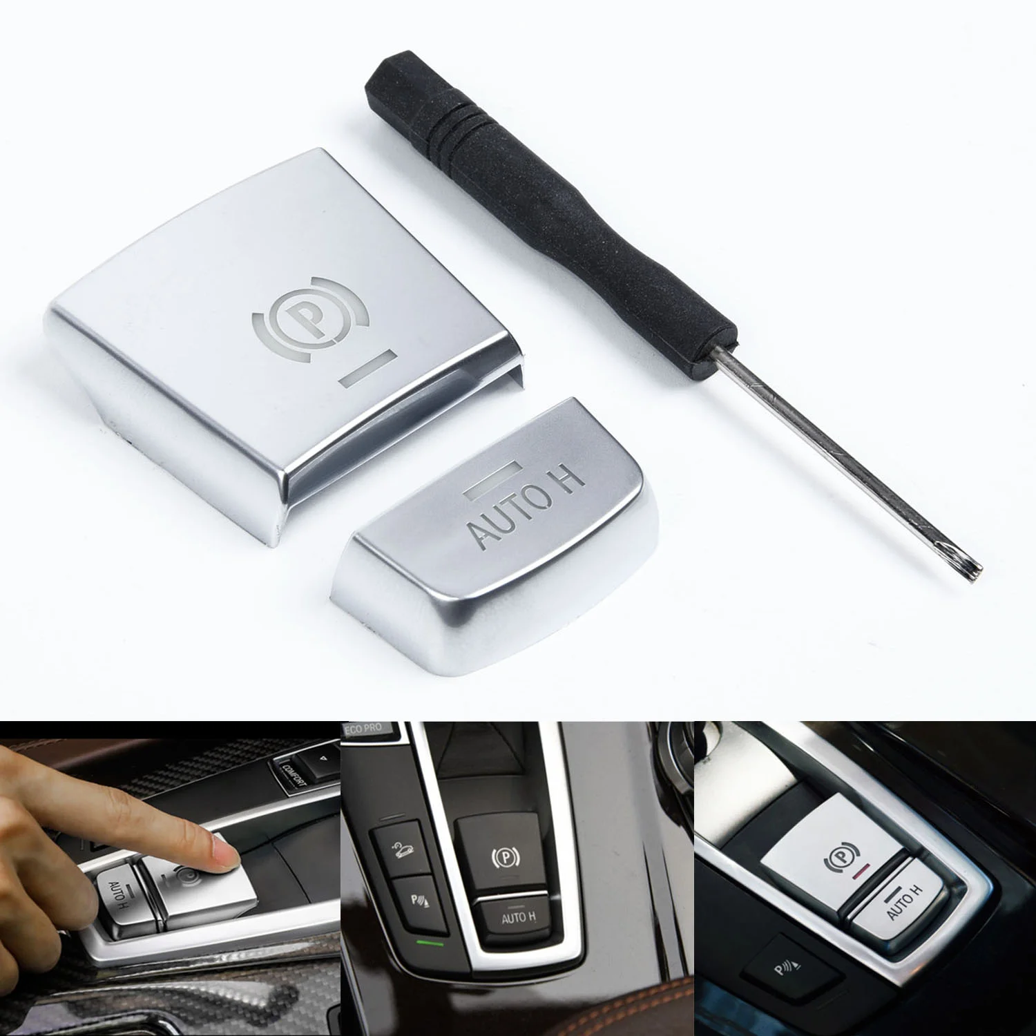 

2pcs/set Universal Car Parking Handbrake Brake Switch Button Cover For BMW F10 F07 F01 X3 F25 Button Covers Accessories
