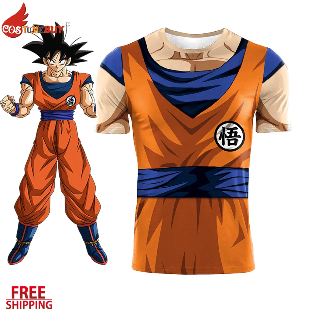 Dragonball Anime Kakarotto Son Goku Cosplay Costume Adult T-Shirt Unisex Short Sleeve Top Sport Shirt Halloween Outfit
