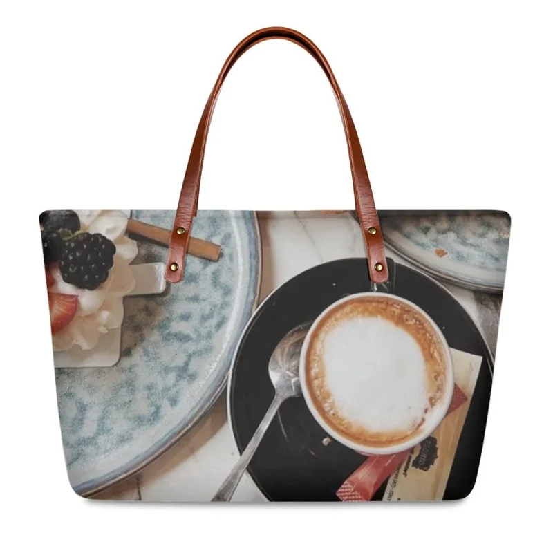 

Women's Handbag Premium Large Volume Coffee Pattern Custom Storage Bag