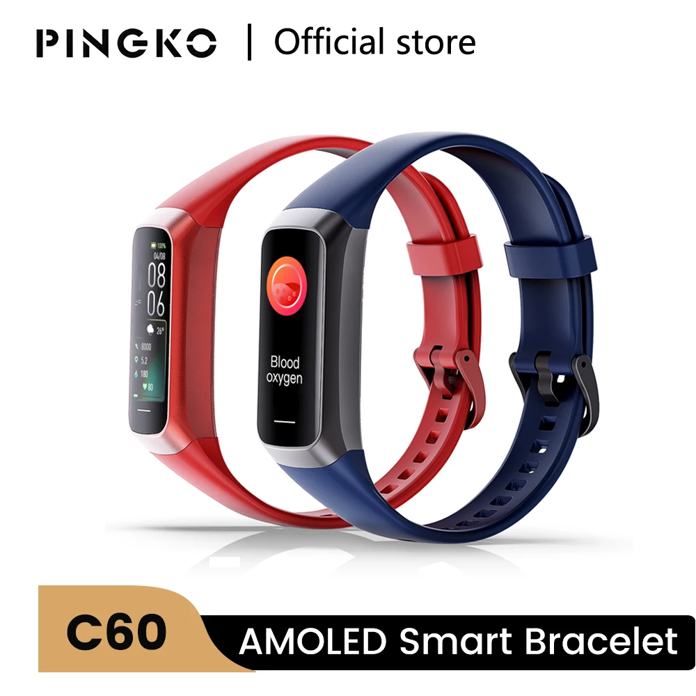 

PINGKO C60 Smart Bracelet For Women 1.1 Color AMOLED Screen Heart Rate Fitness Tracker Blood Pressure Waterproof Sport Smartband