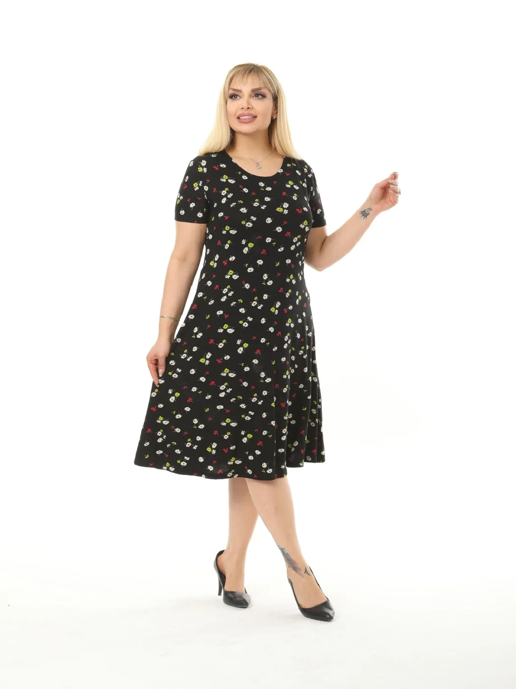 

Женская одежда больших размеров, 2022, Лето, Повседневная, Одежда миди, Красочный узор пейсли, Длина до колен, Вязаная вискоза из лайкры, Сделано в Турции, XL 2XL 3XL 4XL