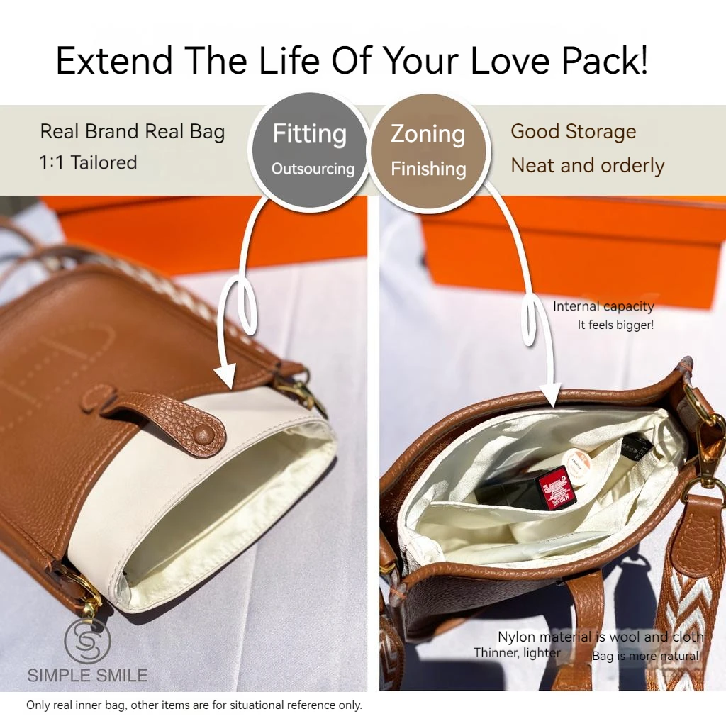 For HERMES Evelyne Make up Organizer Felt Cloth Handbag Organizer Insert Bag Travel Inner Purse Portable Cosmetic Bags