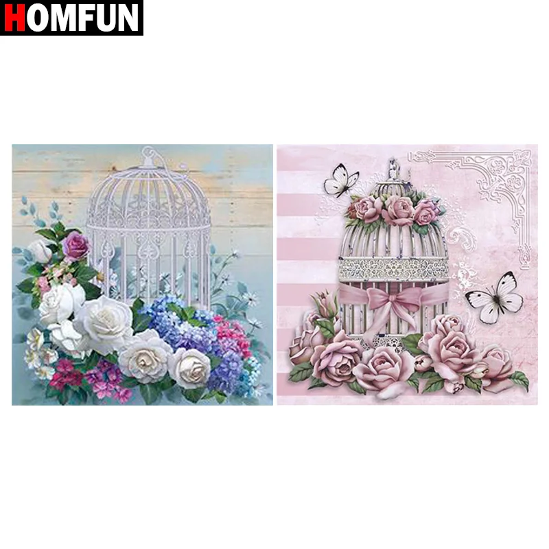 

Алмазная 5D Вышивка HOMFUN «сделай сам», полноформатная картина «цветок, клетка, пейзаж», квадратная/круглая, стразы, декоративное искусство