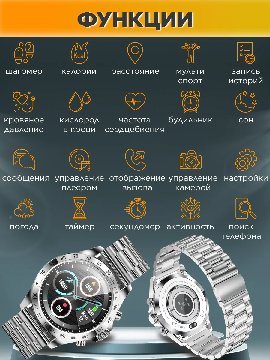 Смарт часы KingWear LW09 Metal с пульсоксиметром и фитнес трекером |
