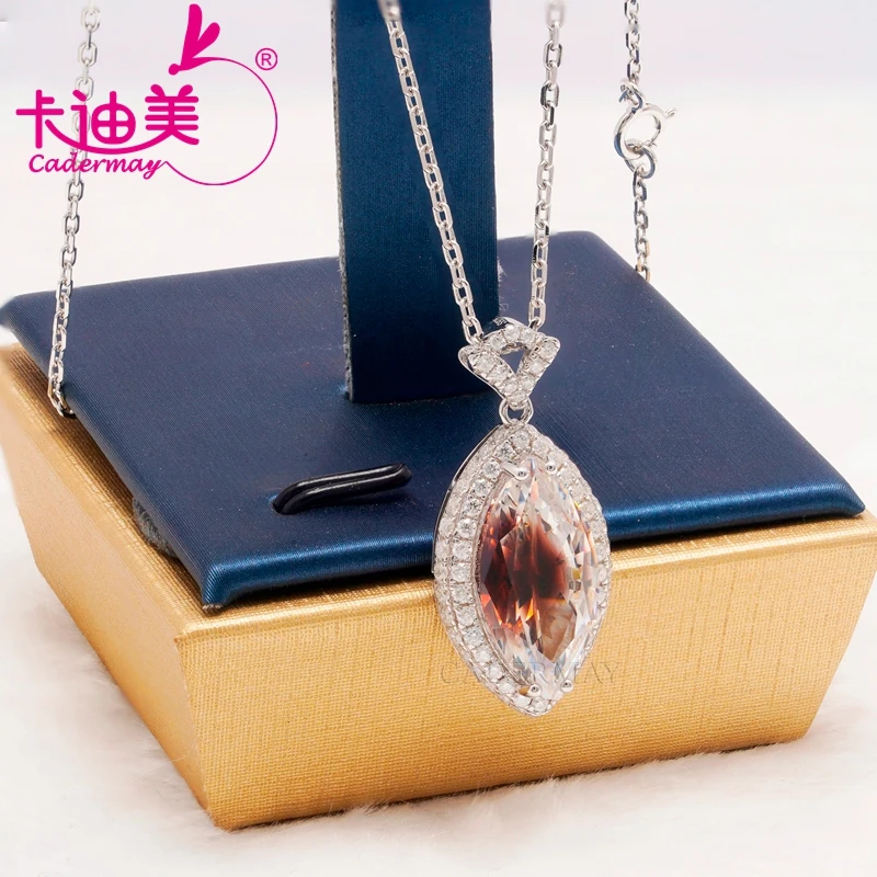 CADERMAY Hot Sale 100% 925 Sterling Silver Zircon Pendant Necklace for Women Marquise Horse Eye Moissanite Gifts