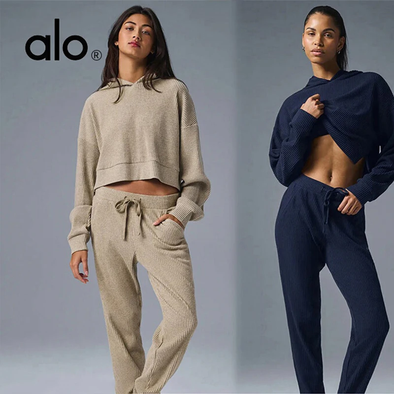 Женская одежда для йоги в стиле ALO черная весенне-осенняя повседневная толстовка