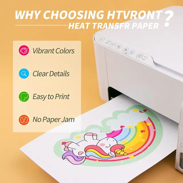 HTVRONT 6 Sheets 8.5x11in Heat Transfer Paper For Dark Fabric Cotton T-Shirt Printing DIY Iron On Printable Heat Transfer Vinyls 8