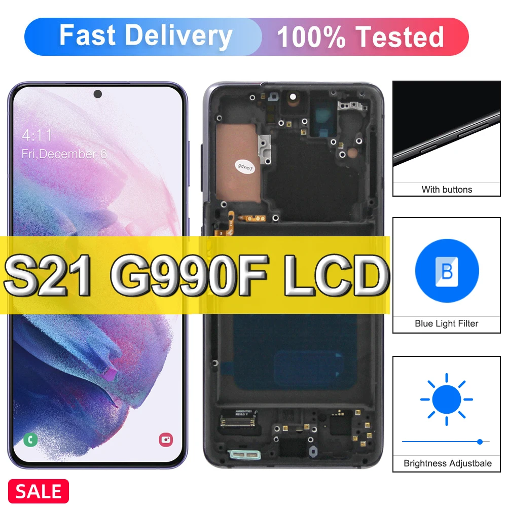 Super AMOLED для Samsung Galaxy S21 ЖК-дисплей с рамкой сенсорный экран дигитайзер Замена для Galaxy S21 5G дисплей