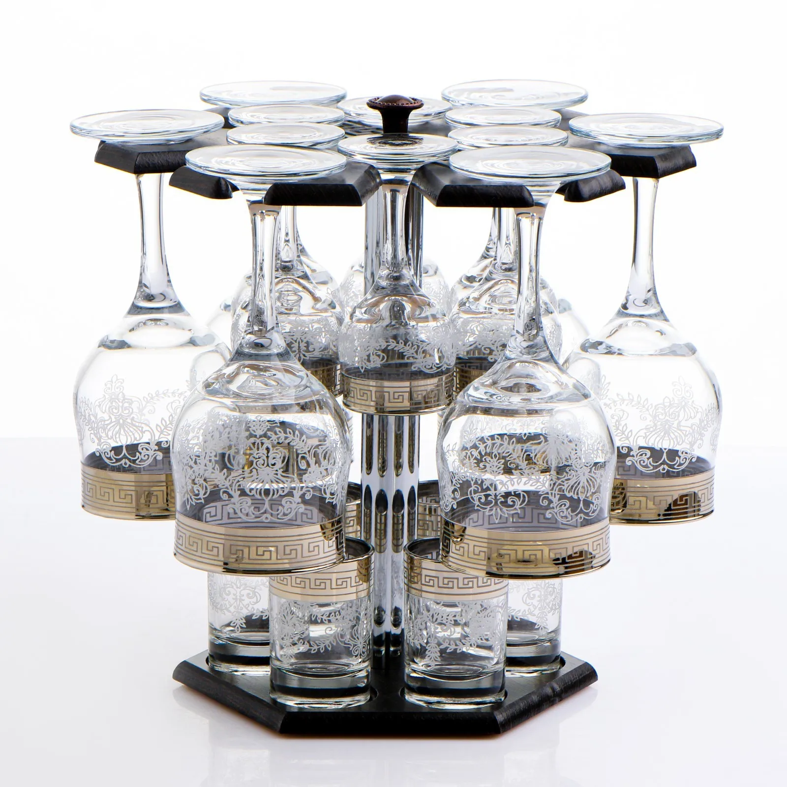 Мини-бар 18 предметов вино Карусель гравировка темный 240/55/50 мл