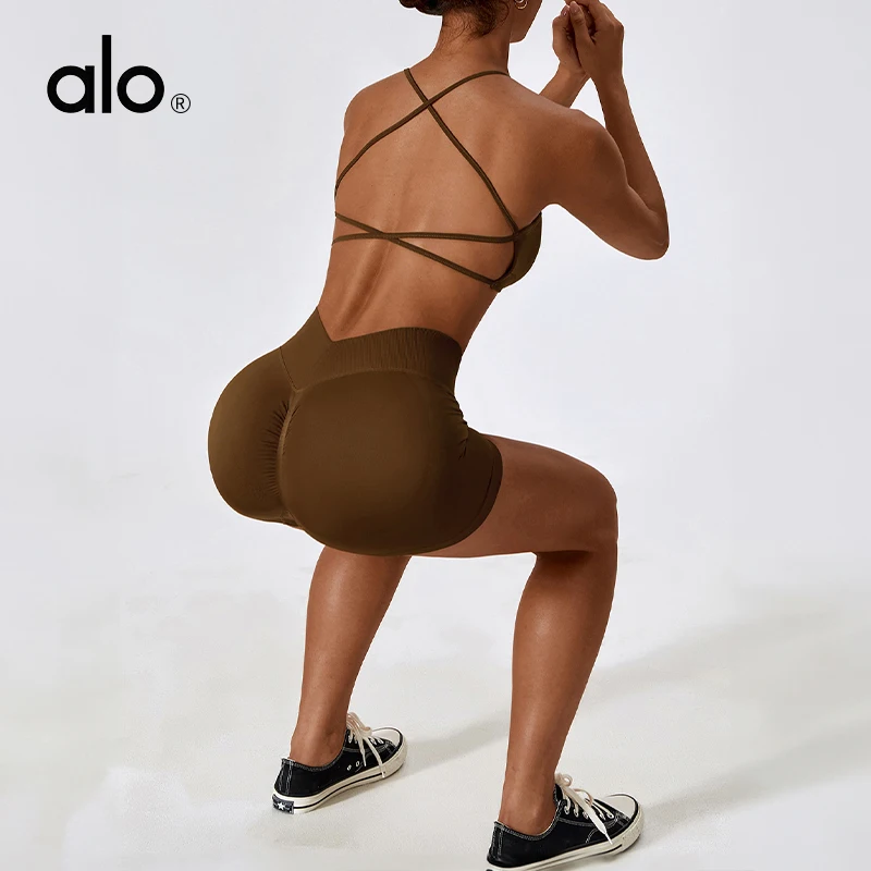 Женская одежда для йоги в стиле ALO летнее темно-серое нижнее белье облегающие