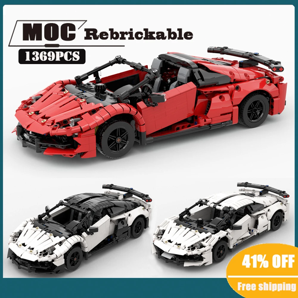 

MOC 1:14 classic city technology supercar static Aventador svj convertible racing DIY ChildrenToy Christmas building Blocks gift