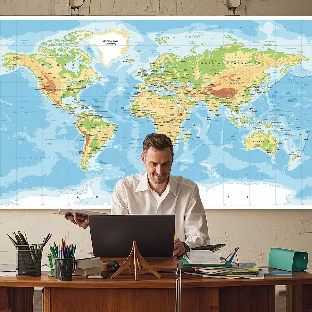 

Настенная карта мира из полиэстера 50x32 дюймов