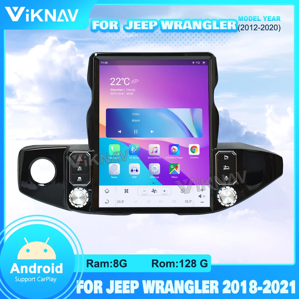 

Автомобильный мультимедийный плеер Qualcomm для Jeep Wrangler 2018-2021 Android11 радио Авто Стерео GPS навигация 13,6 дюймовый сенсорный экран