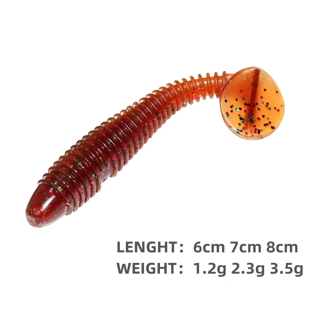 

BaMMax 20pcs Fishing Lure Spiral T-tail Soft Bait Artificial Silicone Wobblers Bait Double Colors Carp Perch Baits Pesca Tackle