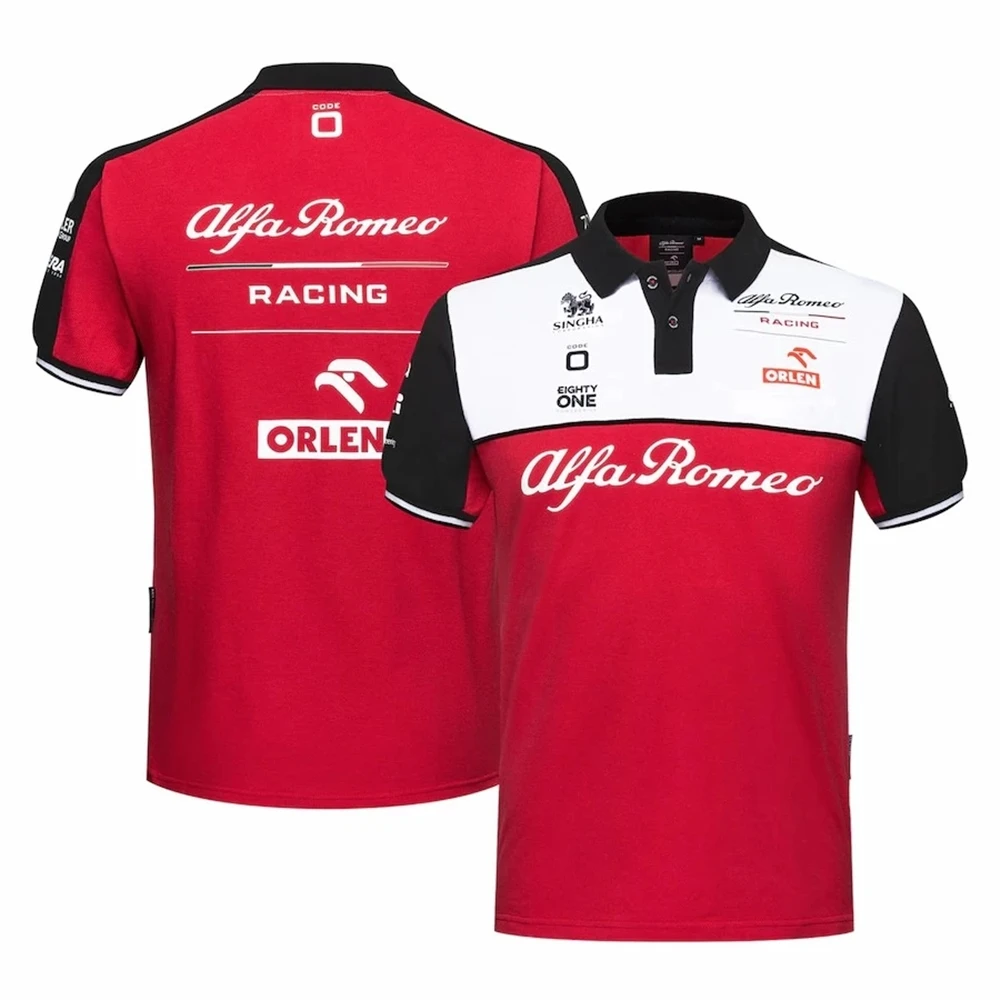 

Новинка 2021, рубашки-поло с лацканами команды Alfa Romeo, 2020, Romeo F1, Polo, Motorsports, летняя дышащая быстросохнущая футболка