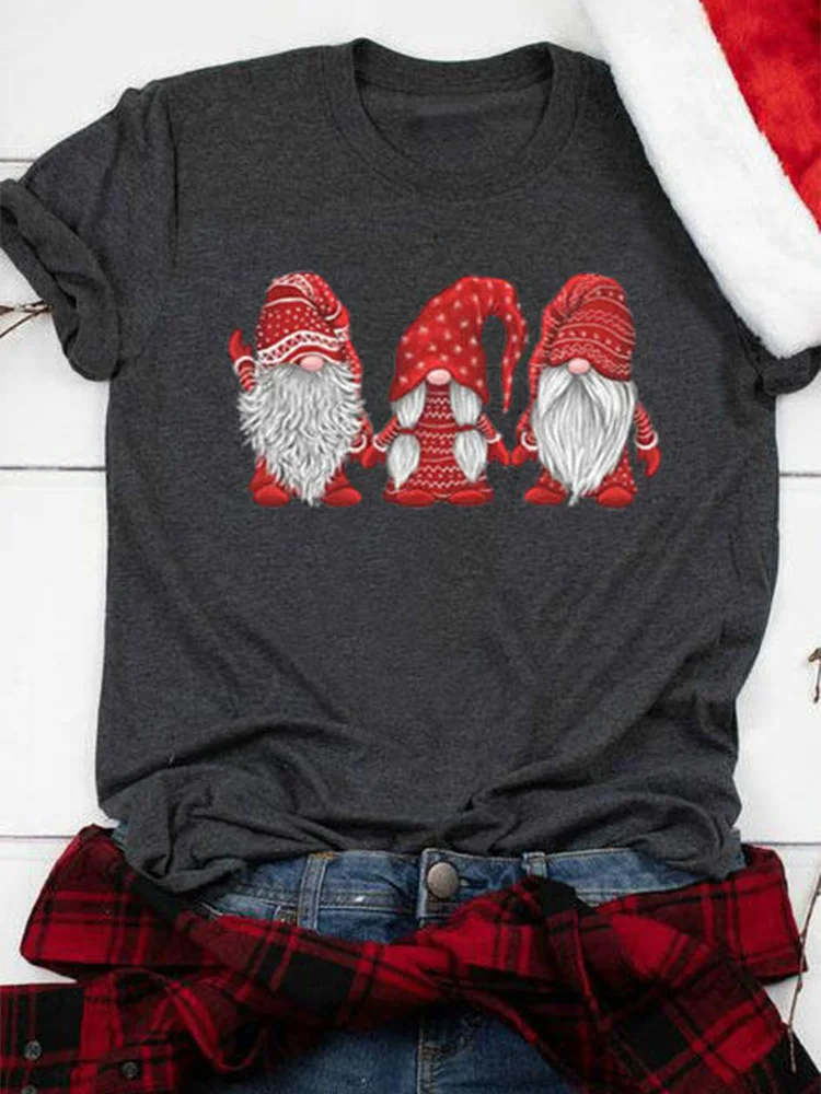 

Christmas T Shirt Kawaii Xmas Gnomies Graphic T-Shirts Women Funny Garden Gnome T-Shirt Holiday Tee Cute Summer Tops Festival