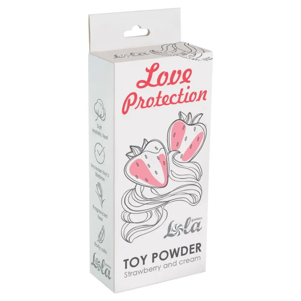 Пудра для игрушек Love Protection с ароматом клубники со сливками - 30 ...