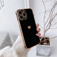 plating case for iphone 13 pro max 12 11 cover electroplated love heart case for iphone 11 pro max mini xr x xs 8 7 6 plus