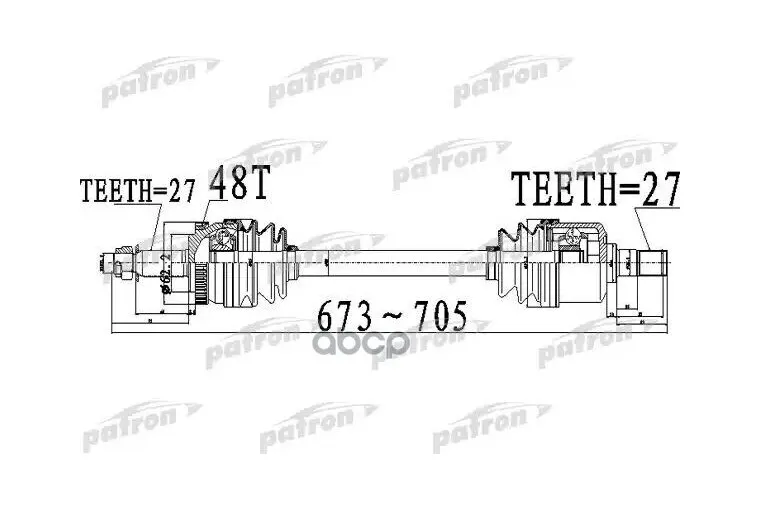 Полуось Передний Мост Слева 27x673x62,2x27 Abs:48t Hyundai Tucson 2.0 05- PATRON арт. PDS0510