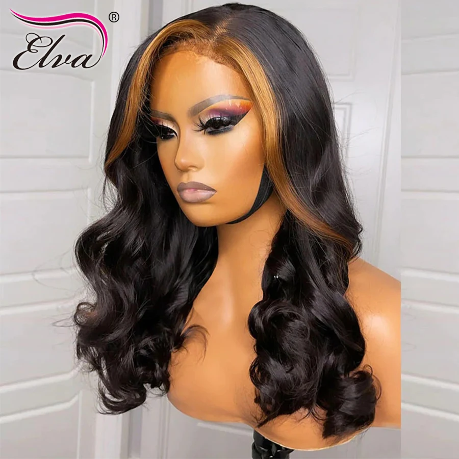 

Brazilian Highlight Body Wave Wig Colored Lace Front Human Hair Wigs Remy 13x6 Ombre Color Lace Wig 250% Density Wigs For Women