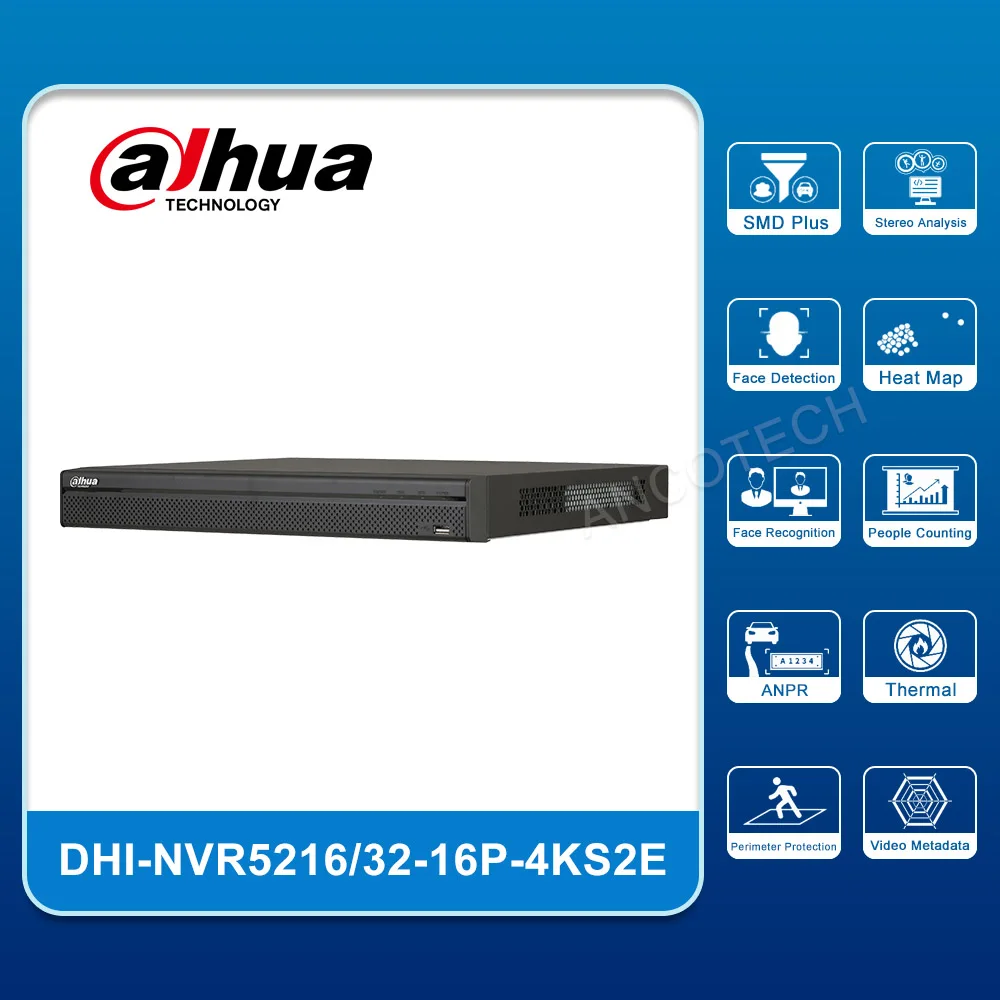 

Dahua 16CH 32CH 1U 2HDDs 16PoE H.265 Pro Network Video Recorder NVR5216-16P-4KS2E NVR5232-16P-4KS2E 4K NVR