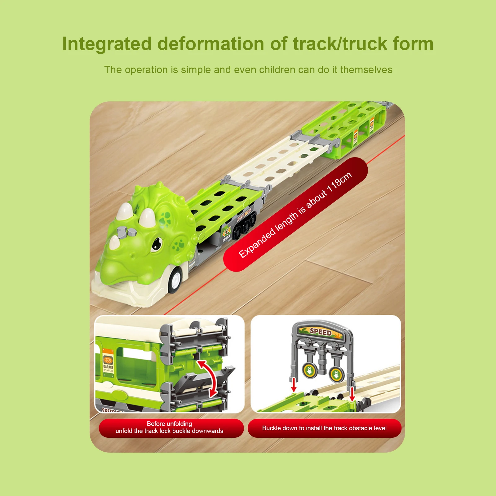 Игрушечный набор для детей с грузовиком-динозавром и гоночной трассой со